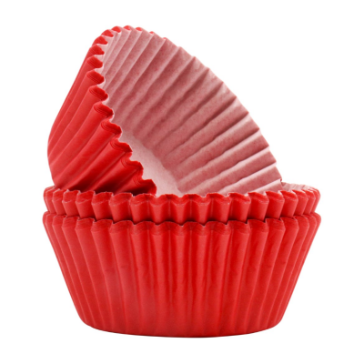 Forminhas de cupcake vermelhas de papel empilhadas