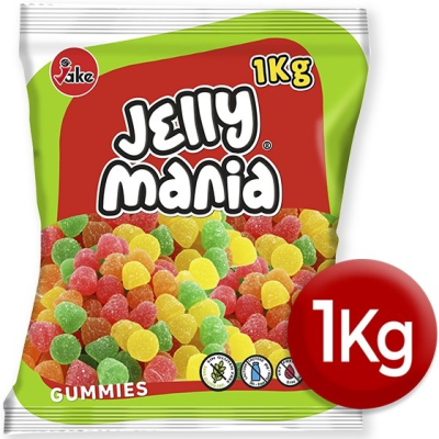 Pacote verde e vermelho de 1 kg de gomas Jelly Mania coloridas