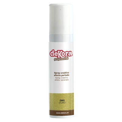 Spray Dekora professional para efeito perlado cor ouro claro.