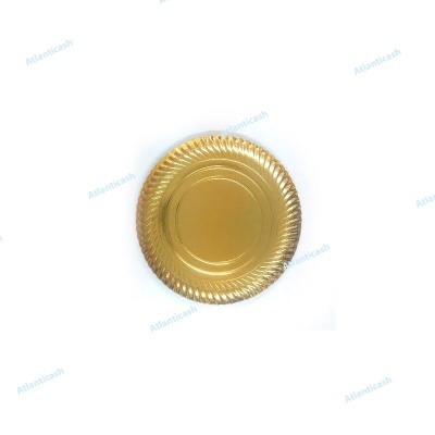 Prato descartável dourado com bordas onduladas