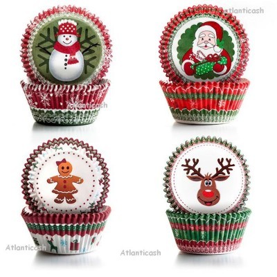 Forminhas para cupcakes com motivos de Natal coloridos
