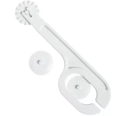 Ferramentas de plástico branco com rodas dentadas