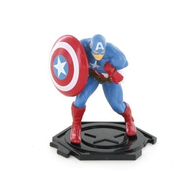 Figura do Capitão América com escudo em base preta