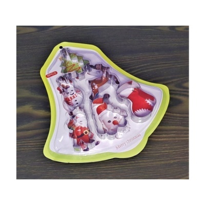 Conjunto de cortadores de biscoito natalícios em caixa de sino