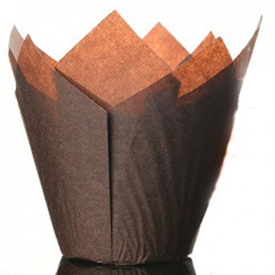 Forma de papel para bolos castanha em forma de pétalas