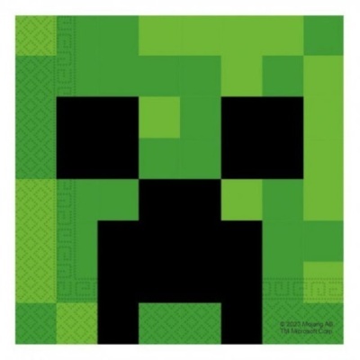 Rosto pixelizado do personagem Creeper do Minecraft em tons de verde e preto