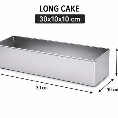 Forma metálica rectangular para bolo com dimensões 30x10x10 cm