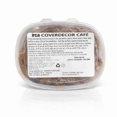 Embalagem de creme de chocolate branco sabor café da marca irca COVERDECOR CAFÉ
