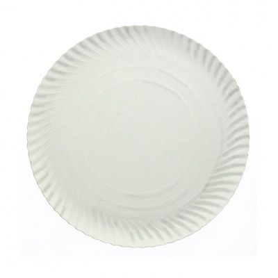 Prato descartável branco com borda canelada