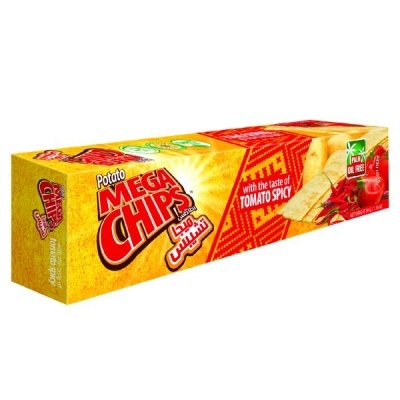 Caixa de batatas fritas MEGA CHIPS sabor tomate picante