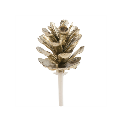 Pinha decorativa dourada com cabo branco