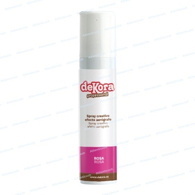 Frasco de spray rosa da marca deKora professional com rótulo branco e rosa