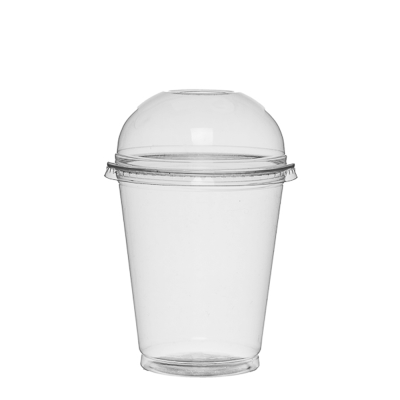 Copo plástico transparente com tampa de cúpula