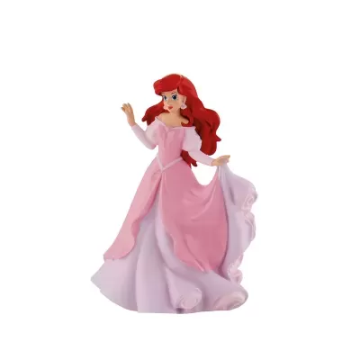 Figurinha princesa com vestido rosa e cabelo vermelho, fundo branco