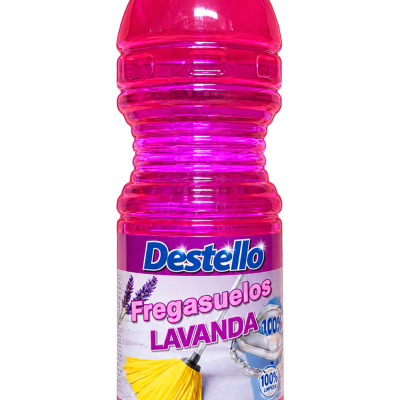 Frasco rosa de detergente para chão Destello Lavanda com tampa branca