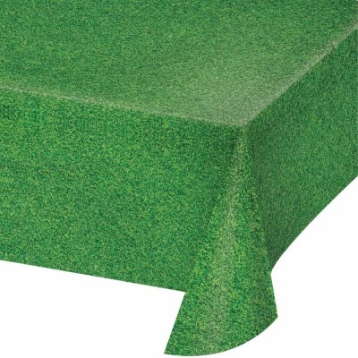 Toalha de mesa com padrão de relva artificial em verde