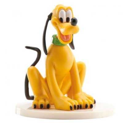 Figura de plástico do personagem Pluto sentado, amarelo com orelhas pretas