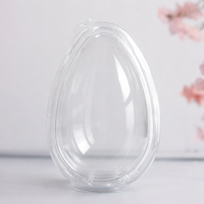 Caixa plástica transparente em forma de ovo