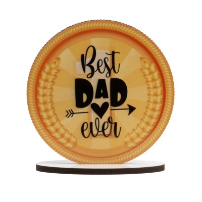 Prato decorativo amarelo com texto 'Best DAD ever'