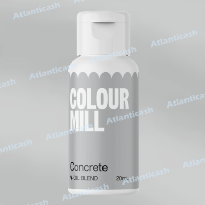 Frasco pequeno branco com rótulo cinzento e texto COLOUR MILL Concrete OIL BLEND 20mL