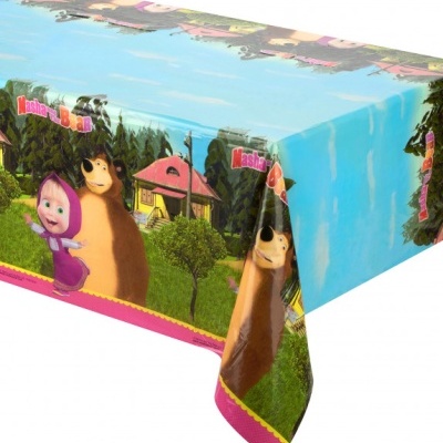 Toalha de mesa plástica com personagens Masha and The Bear