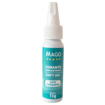 Frasco branco de corante concentrado azul turquesa MAGO
