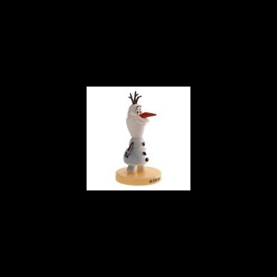 Figura de Olaf do filme Frozen em plástico branco e base amarela.