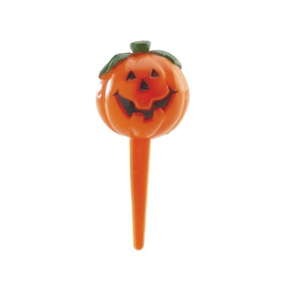 Decoração Halloween abóbora plástica laranja com rosto e haste verde