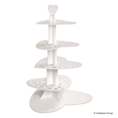 Suporte branco de plástico em forma de coração com vários níveis e vários buracos redondos