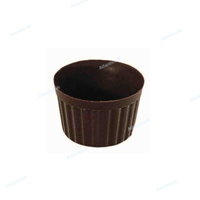 Vaso pequeno castanho escuro com textura estriada vertical