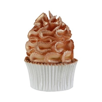 Cupcake com cobertura castanho clara em papel branco