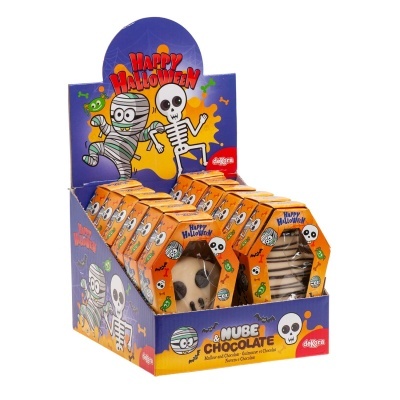 Expositor com caixas de biscoitos Nube & Chocolate tema Halloween