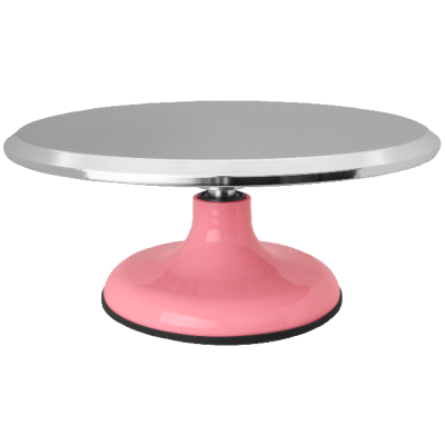 Base para bolo redonda com topo prateado e base rosa