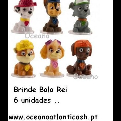 Conjunto de 6 figuras da Patrulha Pata, brinquedos em plástico colorido sobre bases transparentes