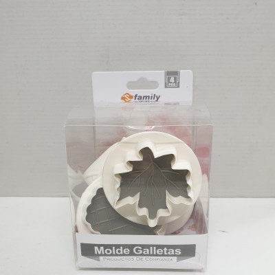 Molde para galletas em forma de folha embalado em caixa transparente