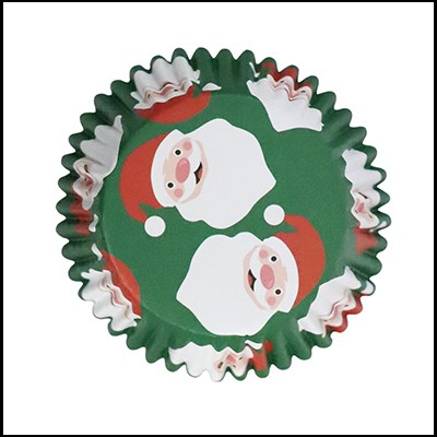 Papeis para cupcakes verde com Papais Natal estampados