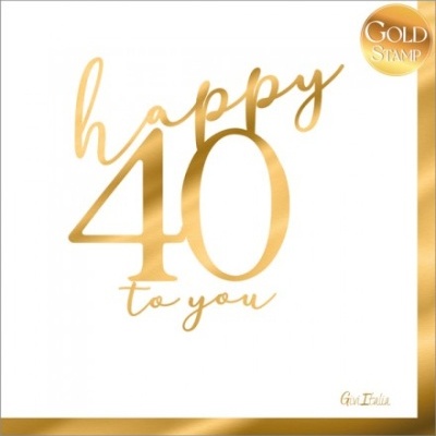 Cartão de felicitações dourado 'happy 40 to you' com selo GOLD STAMP