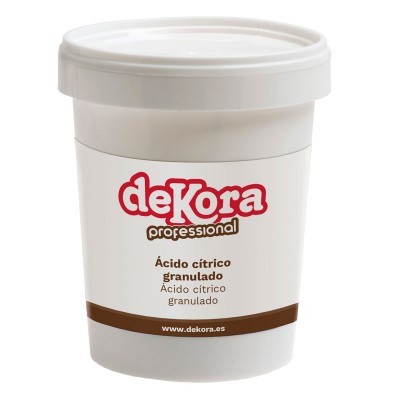 Embalagem branca com etiqueta de Ácido cítrico granulado dekora professional