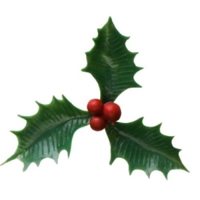 Decoração de Natal com folhas verdes e bagas vermelhas