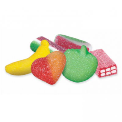 Rebuçados em gelatina coloridos e açucarados com diversas formas