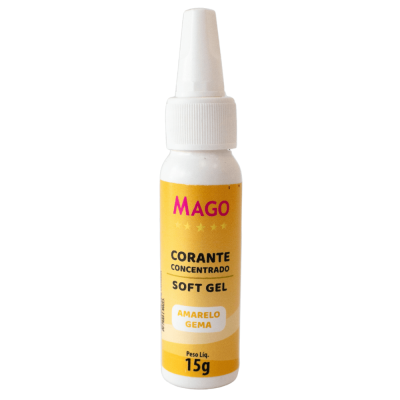 Frasco de corante concentrado soft gel amarelo gema da marca MAGO