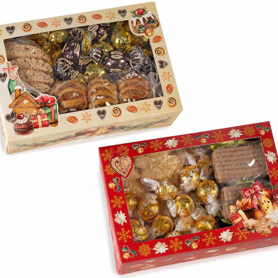 Caixas decorativas com bombons e biscoitos variados para Natal