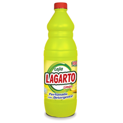Frasco amarelo de Lejía Lagarto Limón com tampa vermelha