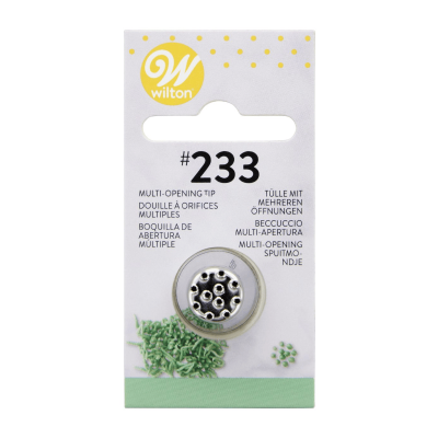 Bico de pasteleiro metálico Wilton nº 233 em embalagem branca e verde
