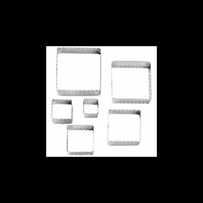 Conjunto de cortadores de biscoitos quadrados de metal com bordas onduladas