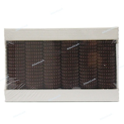 Pacote de 10 pavios castanhos em caixa branca com plástico transparente