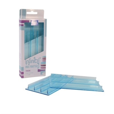 Organizador de secretária azul transparente com embalagem branca e roxa