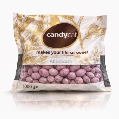 Pacote de amêndoas cobertas candycat cor rosa