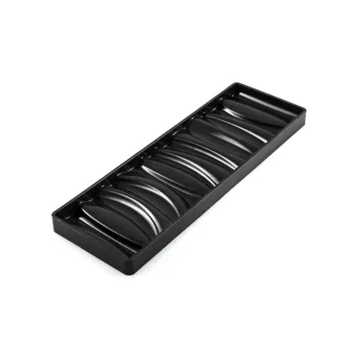 Organizador preto de plástico com sete compartimentos