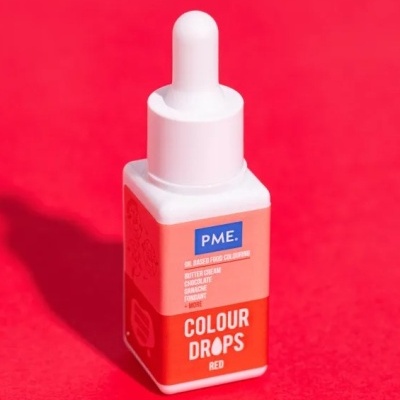 Frasco de colorante alimentar líquido vermelho PME com tampa conta-gotas